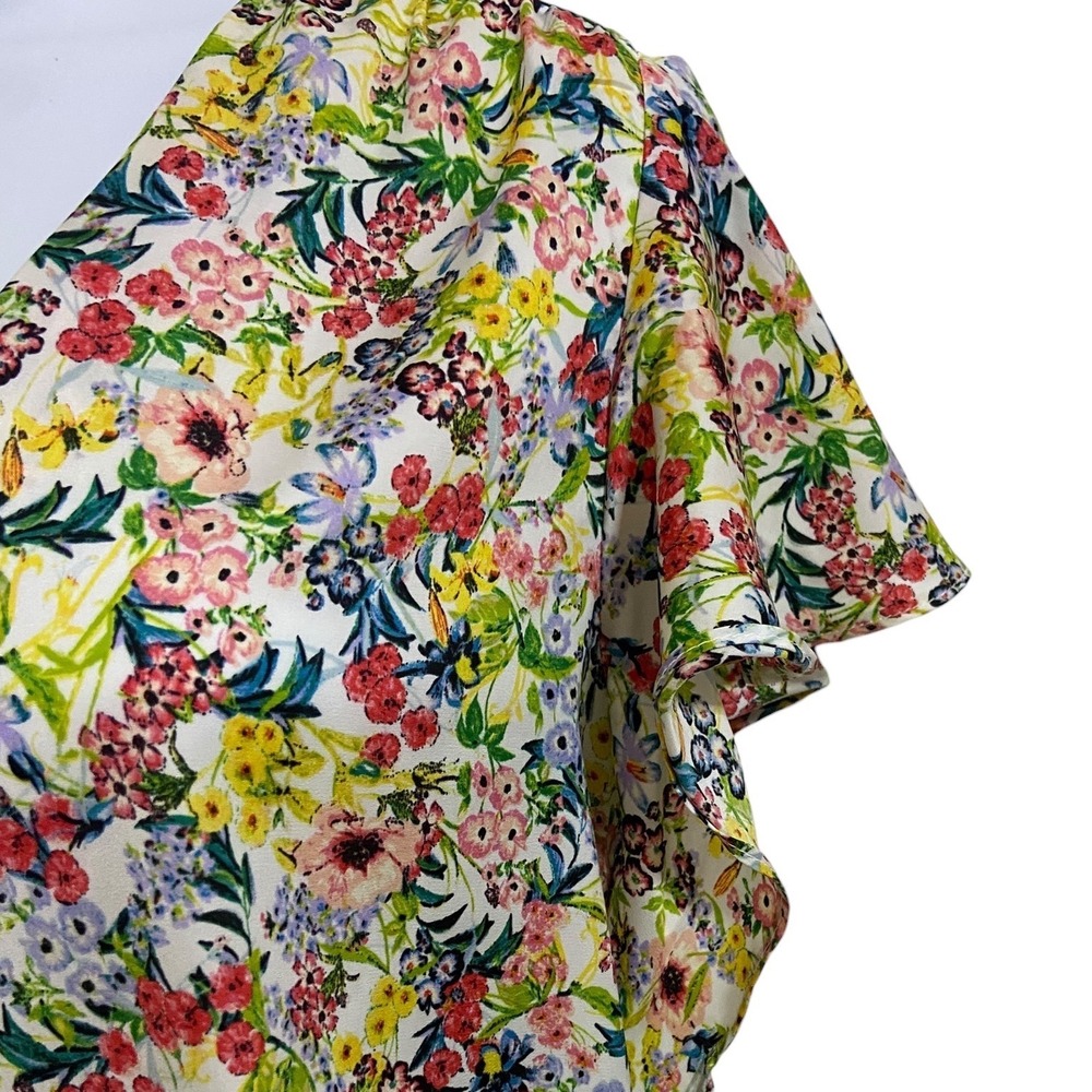 H&M‎ Floral Flutter Sleeve V Neck Blouse Top Garden Feminine Cottage Romantic 4 - Picture 7 of 11